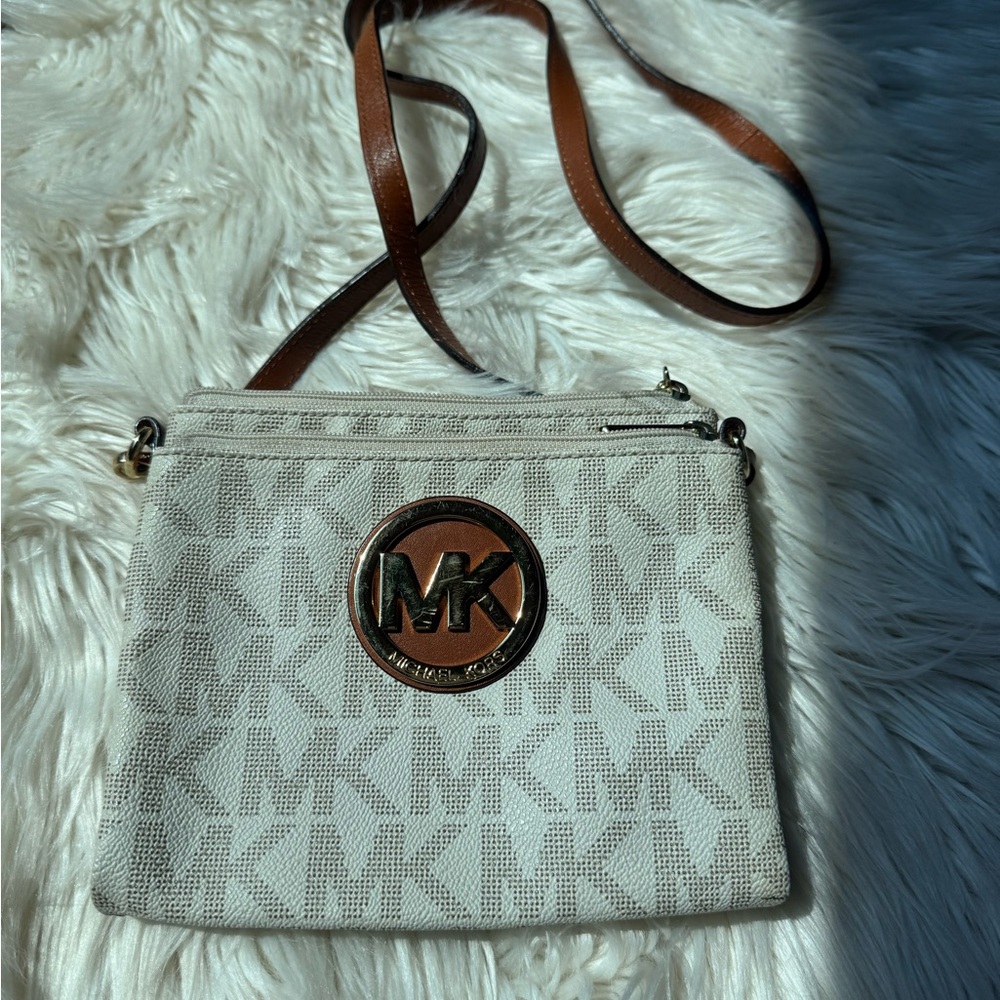 Michael Kors Beige and Tan Crossbody Bag